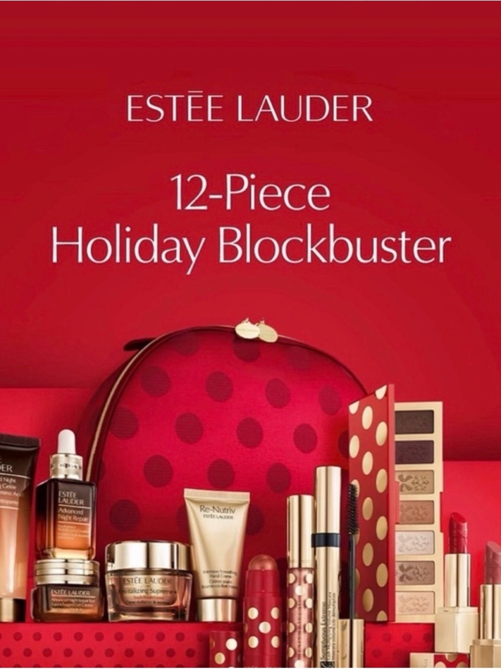 Estee Lauder Red 12 piece Travel Skincare and makeup set new never opened or use
